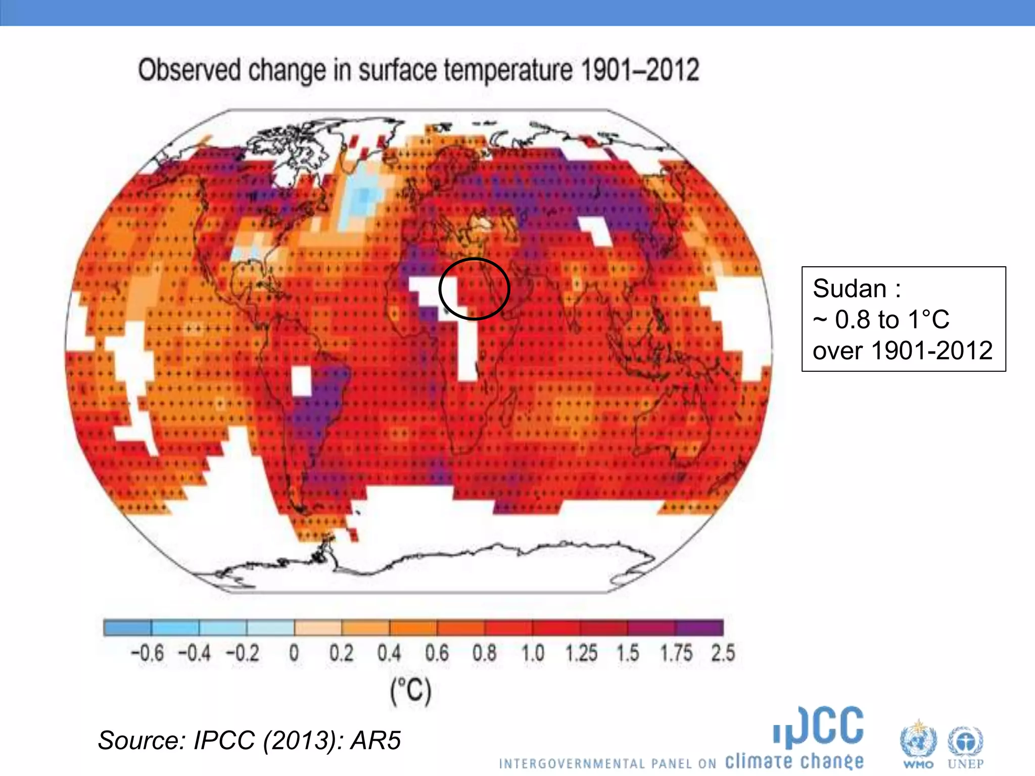 Source: IPCC (2013): AR5
Sudan :
~ 0.8 to 1°C
over 1901-2012
 