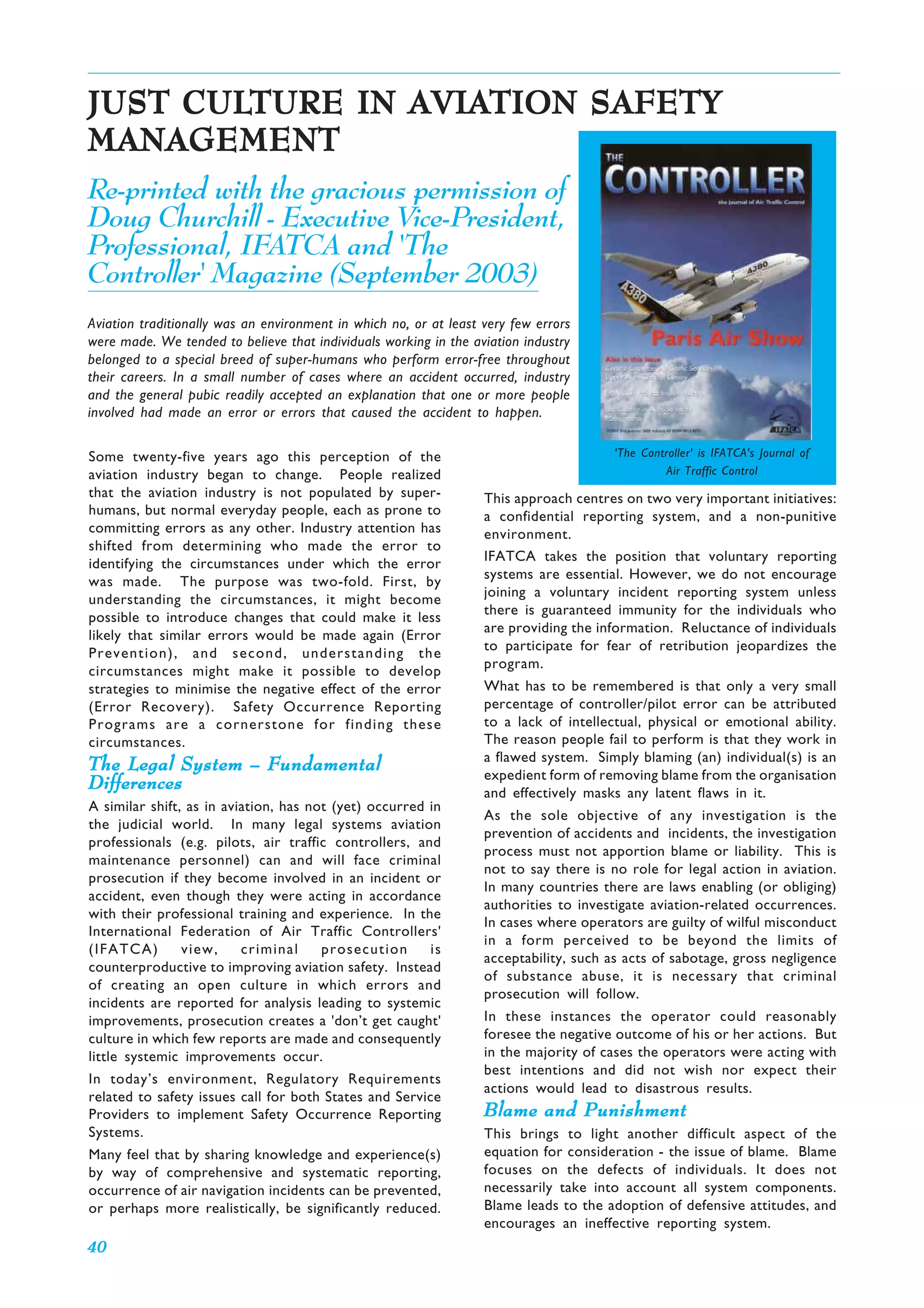 JUST CULTURE IN AVIATION SAFETY MANAGEMENT (ASM) | PDF