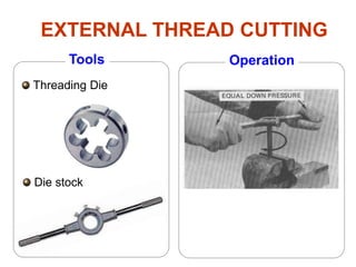 EXTERNAL THREAD CUTTING
Tools Operation
Threading Die
Die stock
 