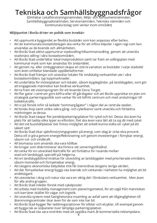 Kommunpolitiskt Program 2019 2022 Miljopartiet Boras