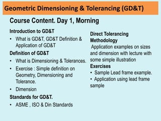 Geometrical Dimensioning & Tolerancing, GD&T Course. Day1 | PPTX
