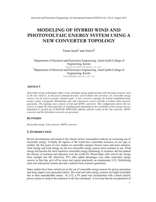 MODELING OF HYBRID WIND AND PHOTOVOLTAIC ENERGY SYSTEM USING A NEW ...