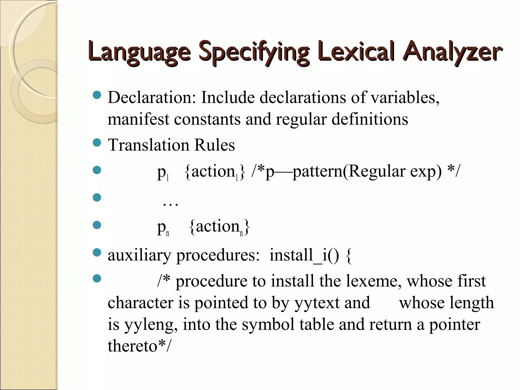 1.Role lexical Analyzer | PPT