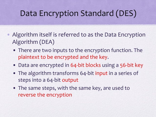 Block Ciphers and the Data Encryption Standard | PPT