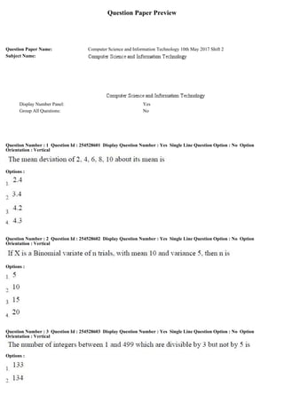 AP PGECET Computer Science 2017 question paper | PDF