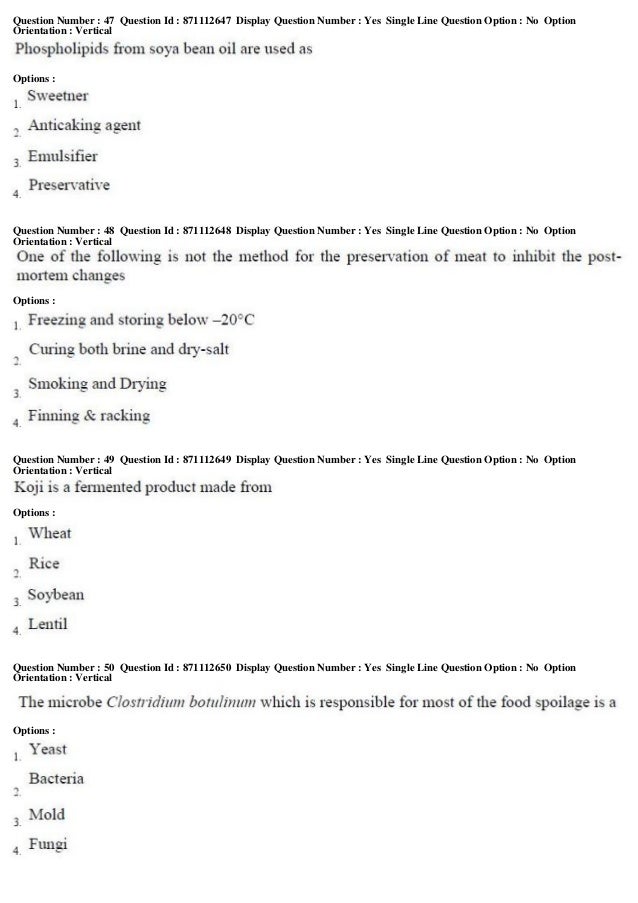 AP PGECET Food Technology 2017 question paper