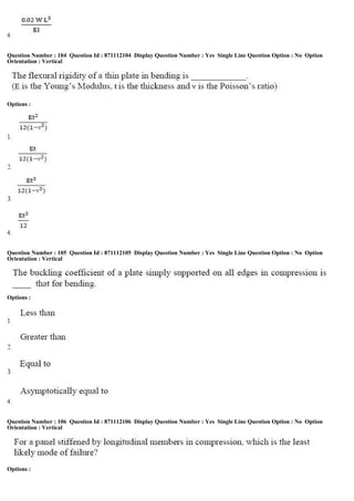 Question Number : 104 Question Id : 871112104 Display Question Number : Yes Single Line Question Option : No Option
Orientation : Vertical
Options :
Question Number : 105 Question Id : 871112105 Display Question Number : Yes Single Line Question Option : No Option
Orientation : Vertical
Options :
Question Number : 106 Question Id : 871112106 Display Question Number : Yes Single Line Question Option : No Option
Orientation : Vertical
Options :
 