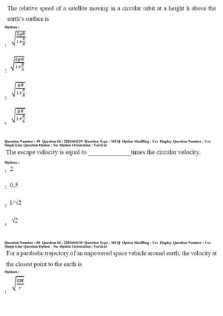 Options :
Question Number : 49 Question Id : 2203604129 Question Type : MCQ Option Shuffling : Yes Display Question Number : Yes
Single Line Question Option : No Option Orientation : Vertical
Options :
Question Number : 50 Question Id : 2203604130 Question Type : MCQ Option Shuffling : Yes Display Question Number : Yes
Single Line Question Option : No Option Orientation : Vertical
Options :
 