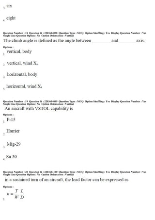 Question Number : 18 Question Id : 2203604098 Question Type : MCQ Option Shuffling : Yes Display Question Number : Yes
Single Line Question Option : No Option Orientation : Vertical
Options :
Question Number : 19 Question Id : 2203604099 Question Type : MCQ Option Shuffling : Yes Display Question Number : Yes
Single Line Question Option : No Option Orientation : Vertical
Options :
Question Number : 20 Question Id : 2203604100 Question Type : MCQ Option Shuffling : Yes Display Question Number : Yes
Single Line Question Option : No Option Orientation : Vertical
Options :
 