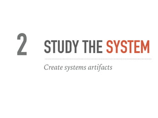 STUDY THE SYSTEM
Create systems artifacts
2
 