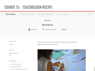 EXHIBIT 15 : TEACHDESIGN RECIPE
 