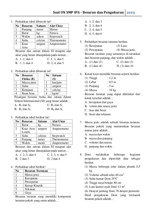 Kumpulan soal tes masuk mtsn