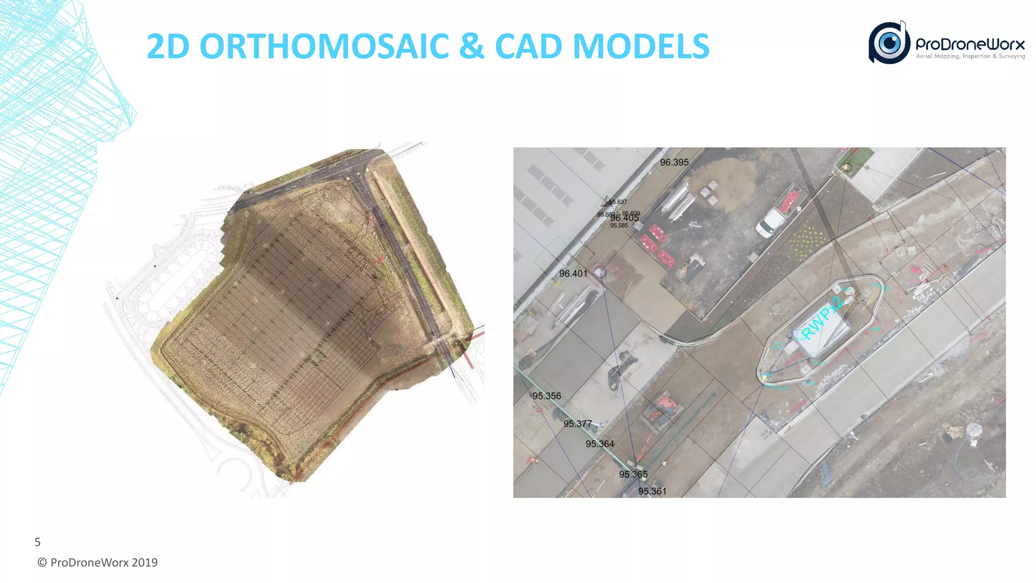 2D ORTHOMOSAIC & CAD MODELS
© ProDroneWorx 2019
5
 