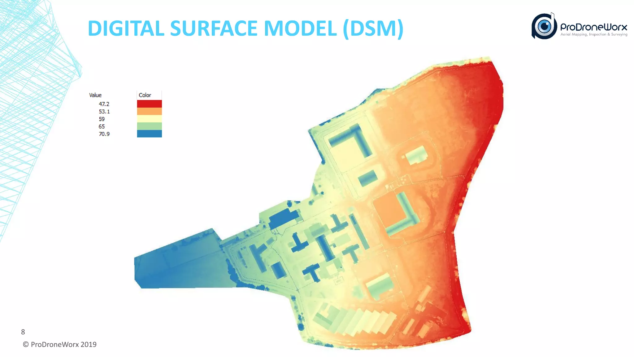 DIGITAL SURFACE MODEL (DSM)
8
© ProDroneWorx 2019
 