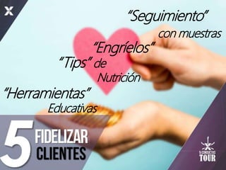 “Herramientas”
Educativas
“Tips” de
Nutrición
“Engríelos”
“Seguimiento”
con muestras
 