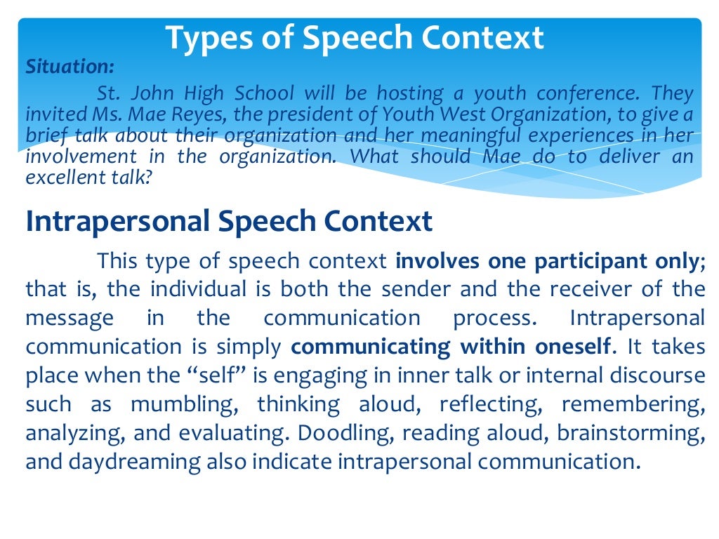 oral communication types of speech context