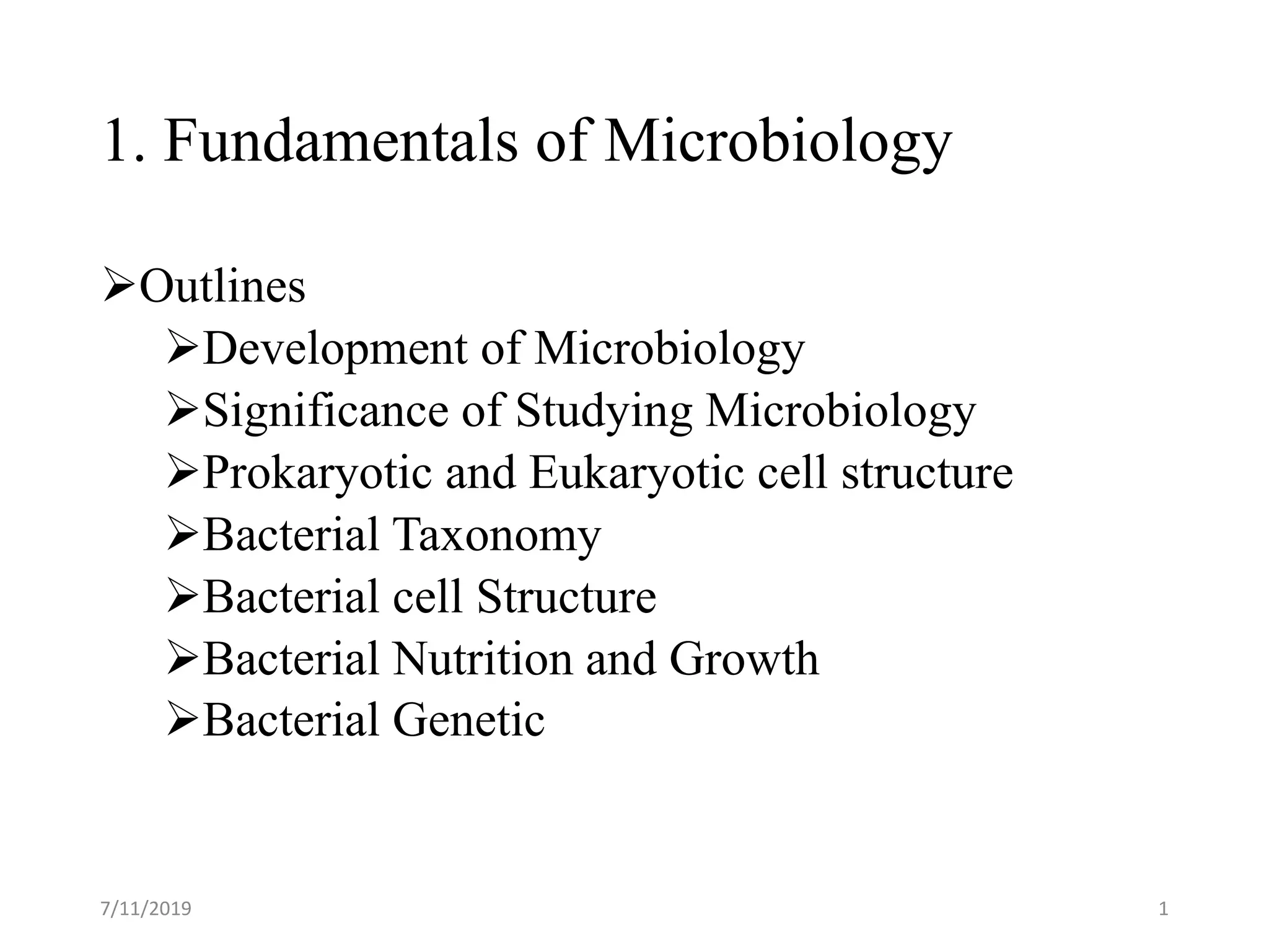 1. Fundamentals of Microbiology | PPTX