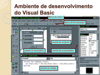 Ambiente de desenvolvimento
do Visual Basic
 