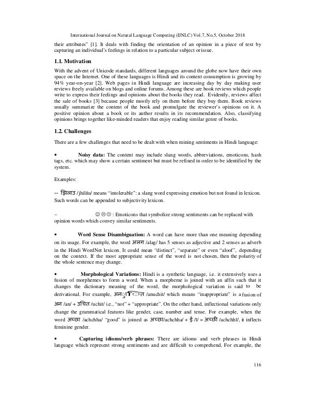 Score Based Sentiment Analysis Of Book Reviews In Hindi Language Score Based Sentiment Analysis Of Book Reviews In Hindi Language