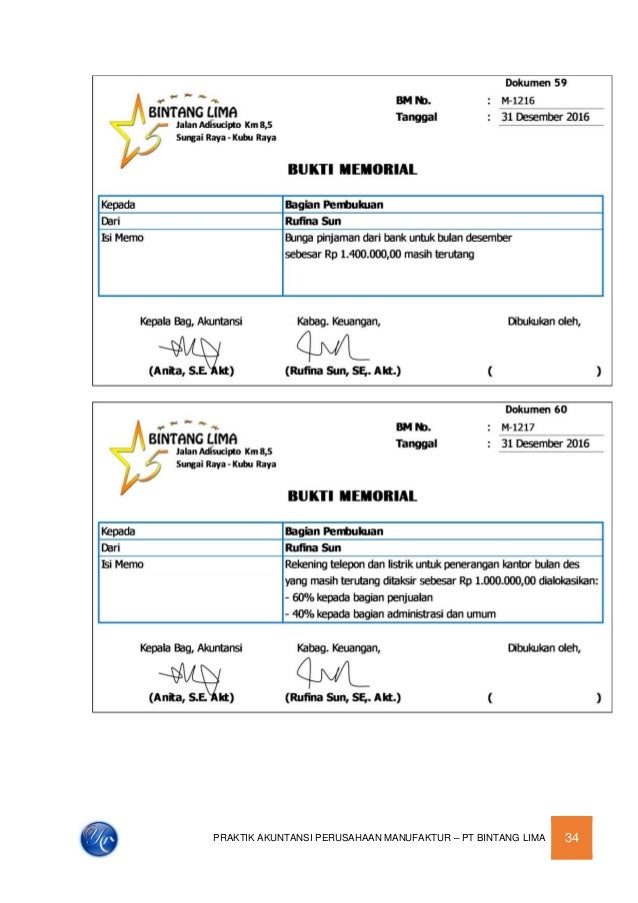 Pratikum Akuntansi Perusahaan Manufaktur Pt Bintang Lima