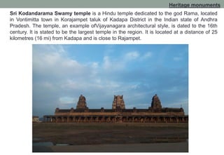 CONSERVATION: Culture of Andhra Pradesh - Heritage monuments, Festivals