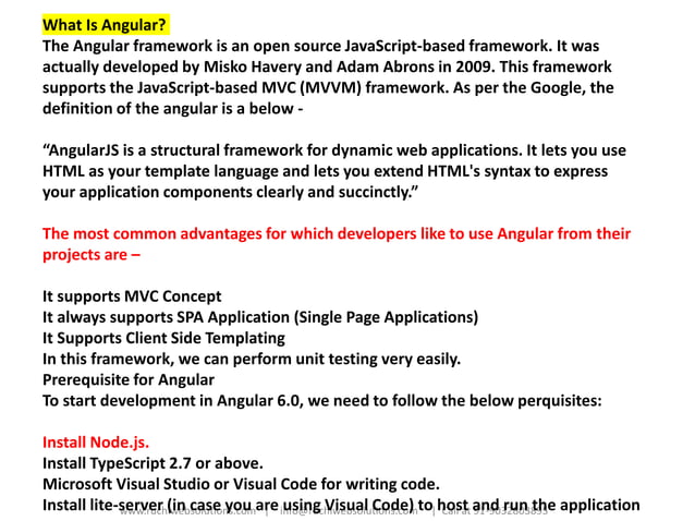 Angular 6 Training with project in hyderabad india | PPT