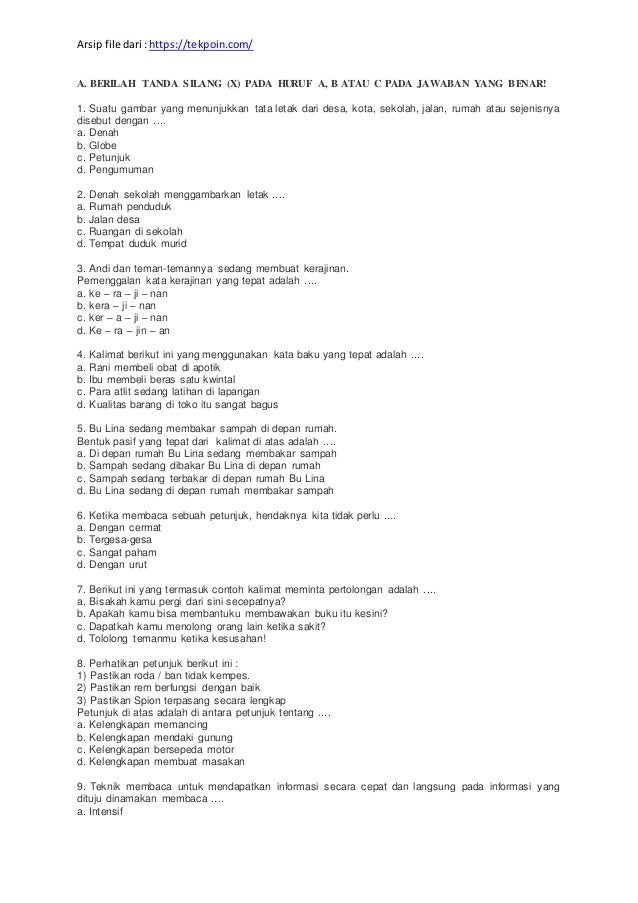 Soal Pemenggalan Kata Dan Kunci Jawaban Guru Oke