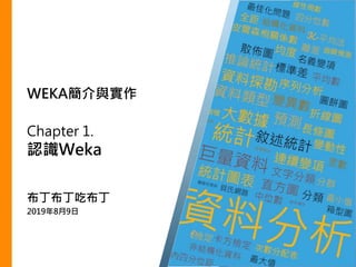 布丁布丁吃布丁
2019年8月9日
WEKA簡介與實作
Chapter 1.
認識Weka
 