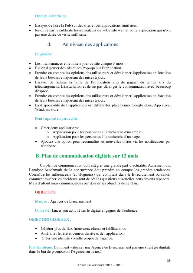 Projet De Fin D Etude Le Lancement D Une Nouvelle Agence De E Recrut