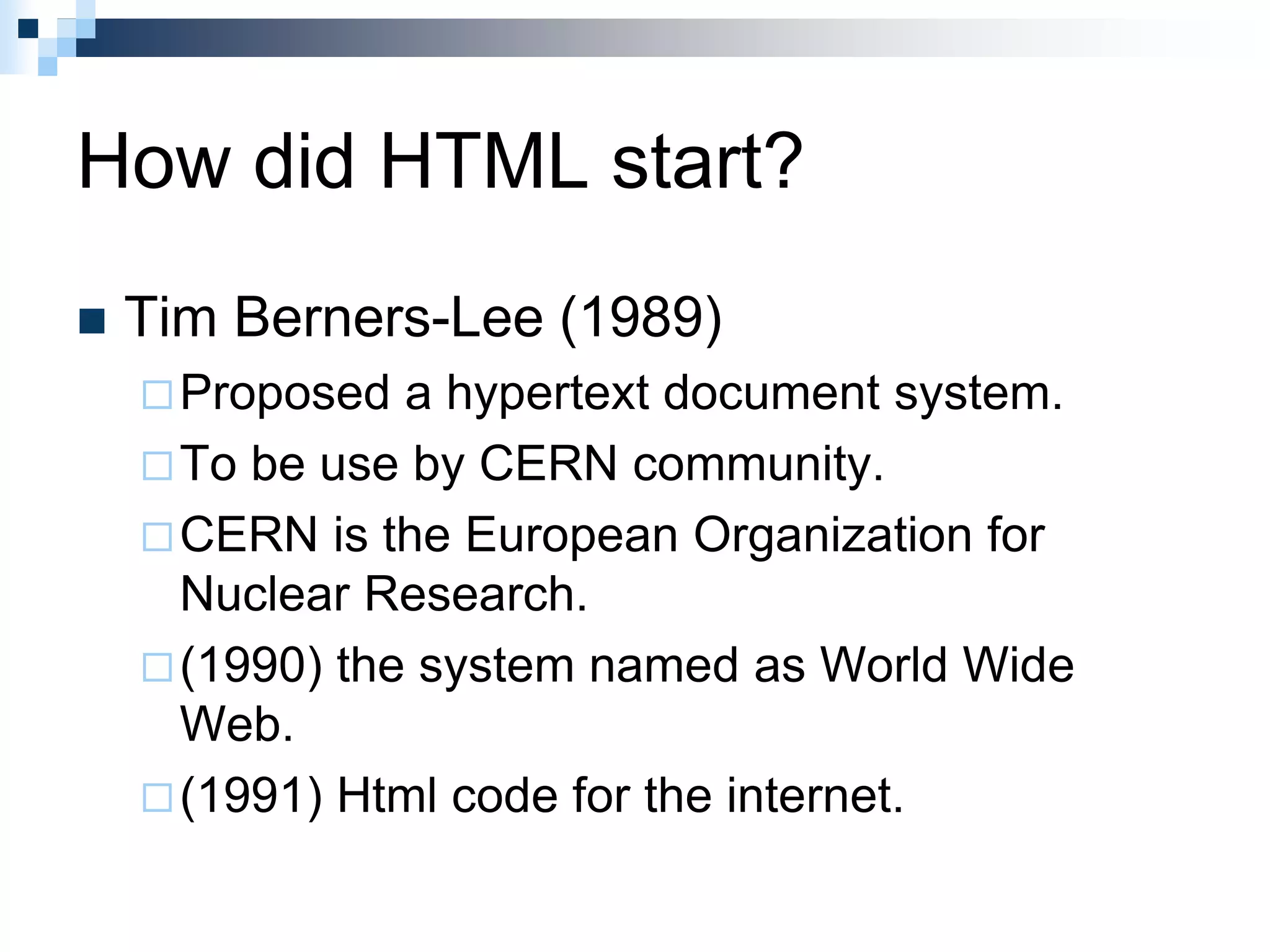 1. introduction to html5 | PPT | Web Design and HTML | Internet