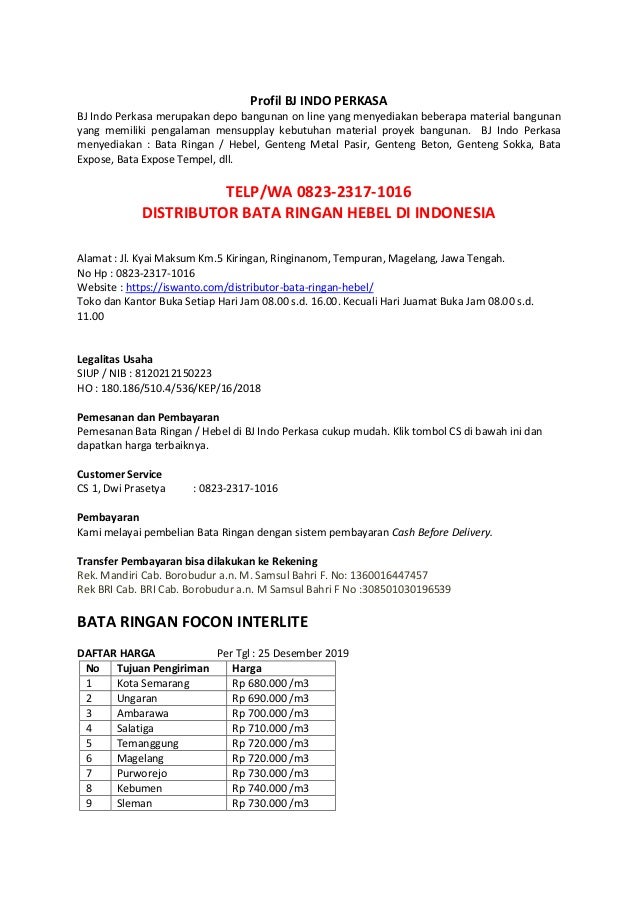 Harga Bata Ringan Hebel Termurah Di Blitar Telp Wa 0823 2317 1016