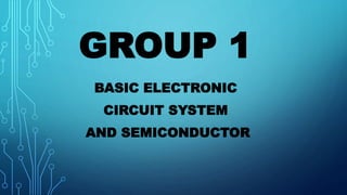 GROUP 1
BASIC ELECTRONIC
CIRCUIT SYSTEM
AND SEMICONDUCTOR
 