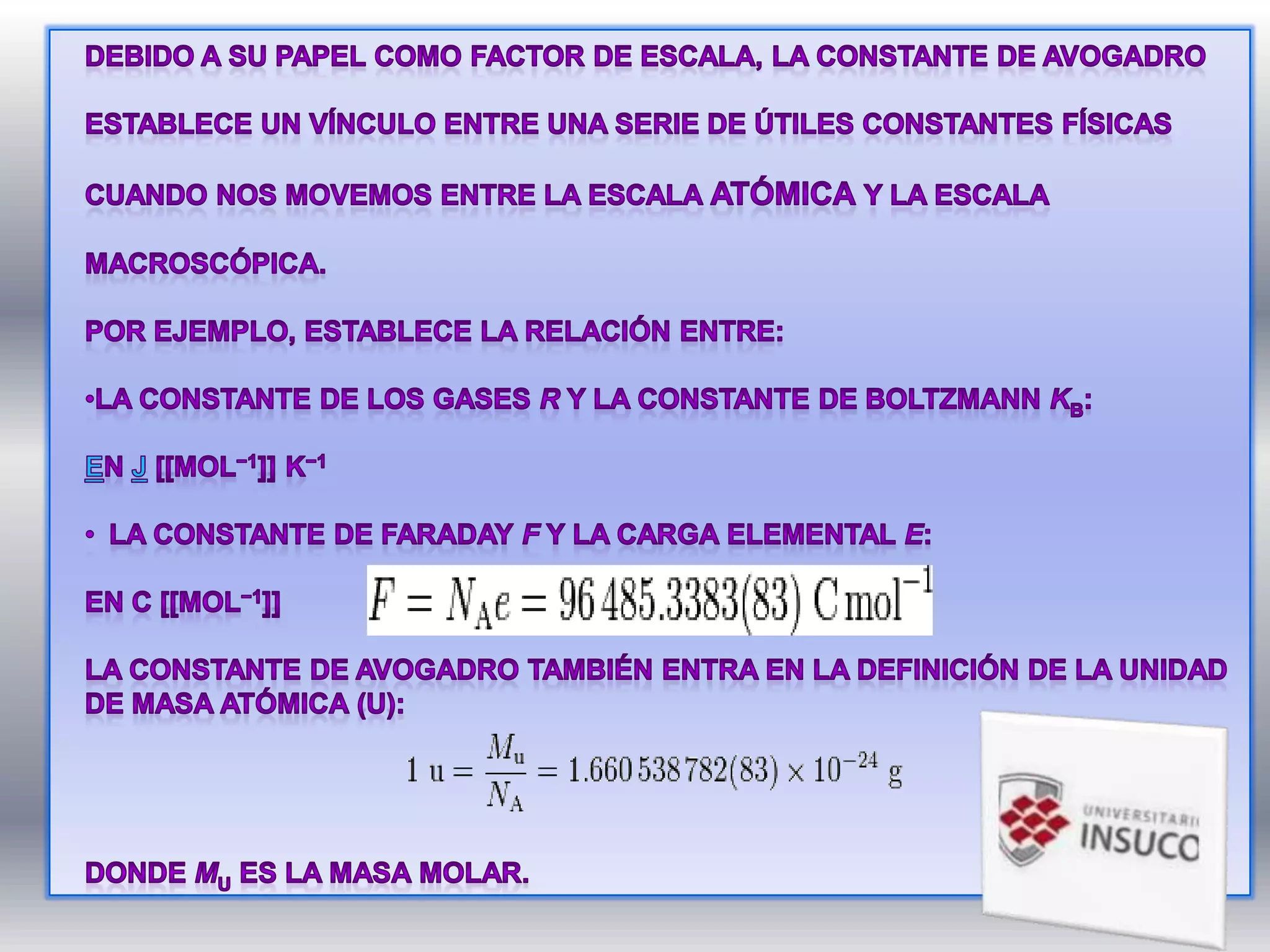 1.1 concepto de mol y numero de avogadro | PPSX