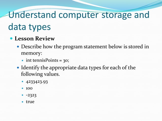 1.1 core programming [understand computer storage and data types] | PPT