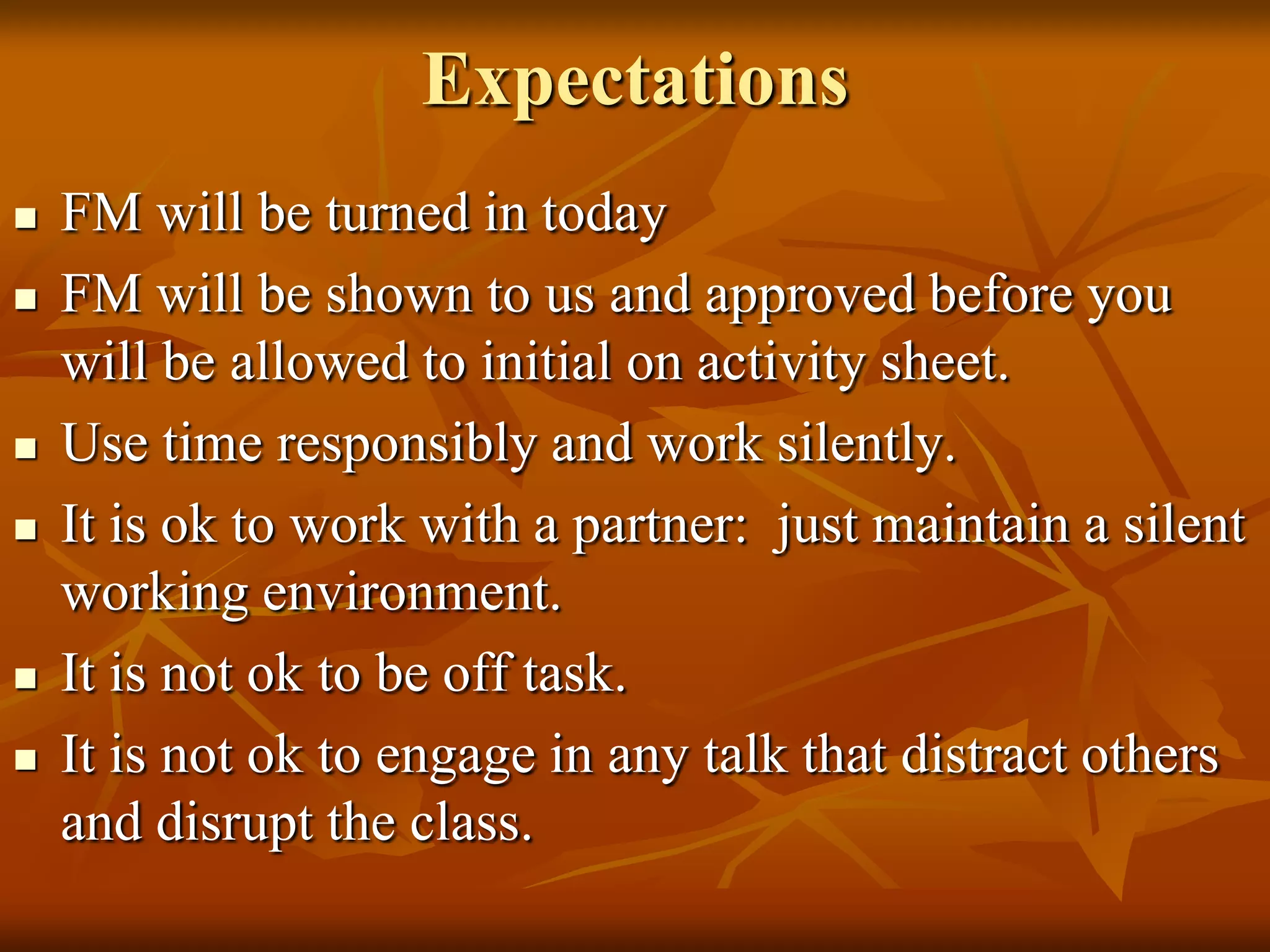 ExpectationsFM will be turned in today