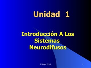 Unidad   1 Introducción A Los Sistemas  Neurodifusos 
