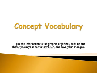 (To add information to the graphic organizer, click on end
show, type in your new information, and save your changes.)
 