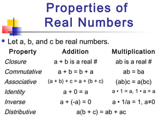 1.1 real numbers & operations | PPT