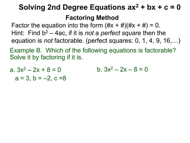 1.1 review solving 2nd degree equations | PPTX