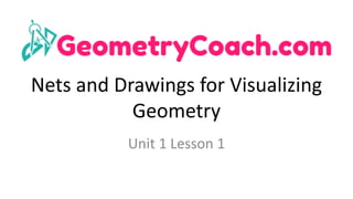 Nets	and	Drawings	for	Visualizing	
Geometry
Unit	1	Lesson	1	
 
