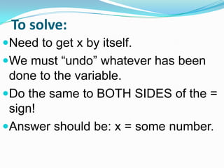 1 1 solving simple equations | PPTX