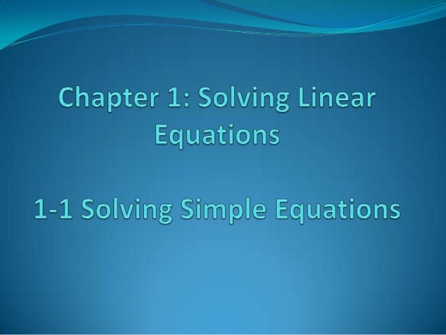 1 1 solving simple equations