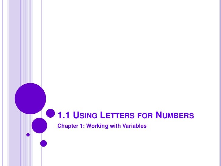 1 1 Using Letters For Numbers 1 1 Using Letters For Numbers