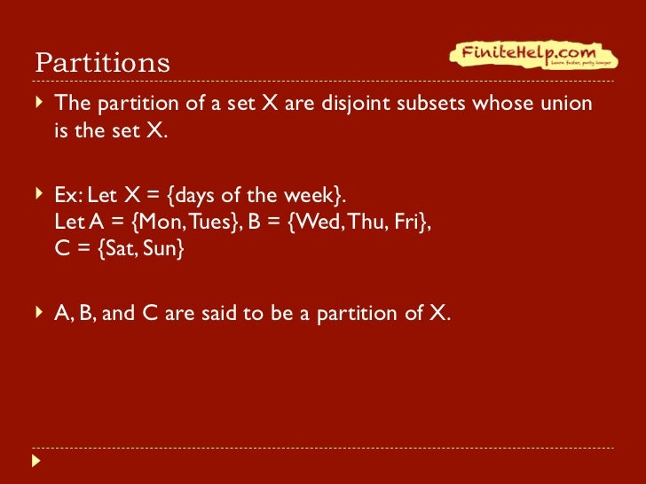 Finite Math Venn Diagrams and Partitions