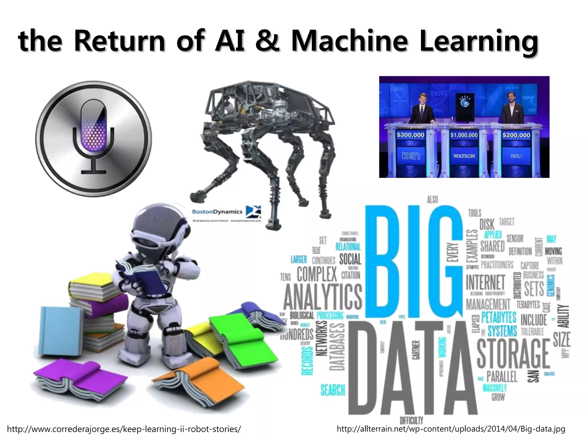 the Return of AI & Machine Learning
http://www.correderajorge.es/keep-learning-ii-robot-stories/ http://allterrain.net/wp-content/uploads/2014/04/Big-data.jpg
 