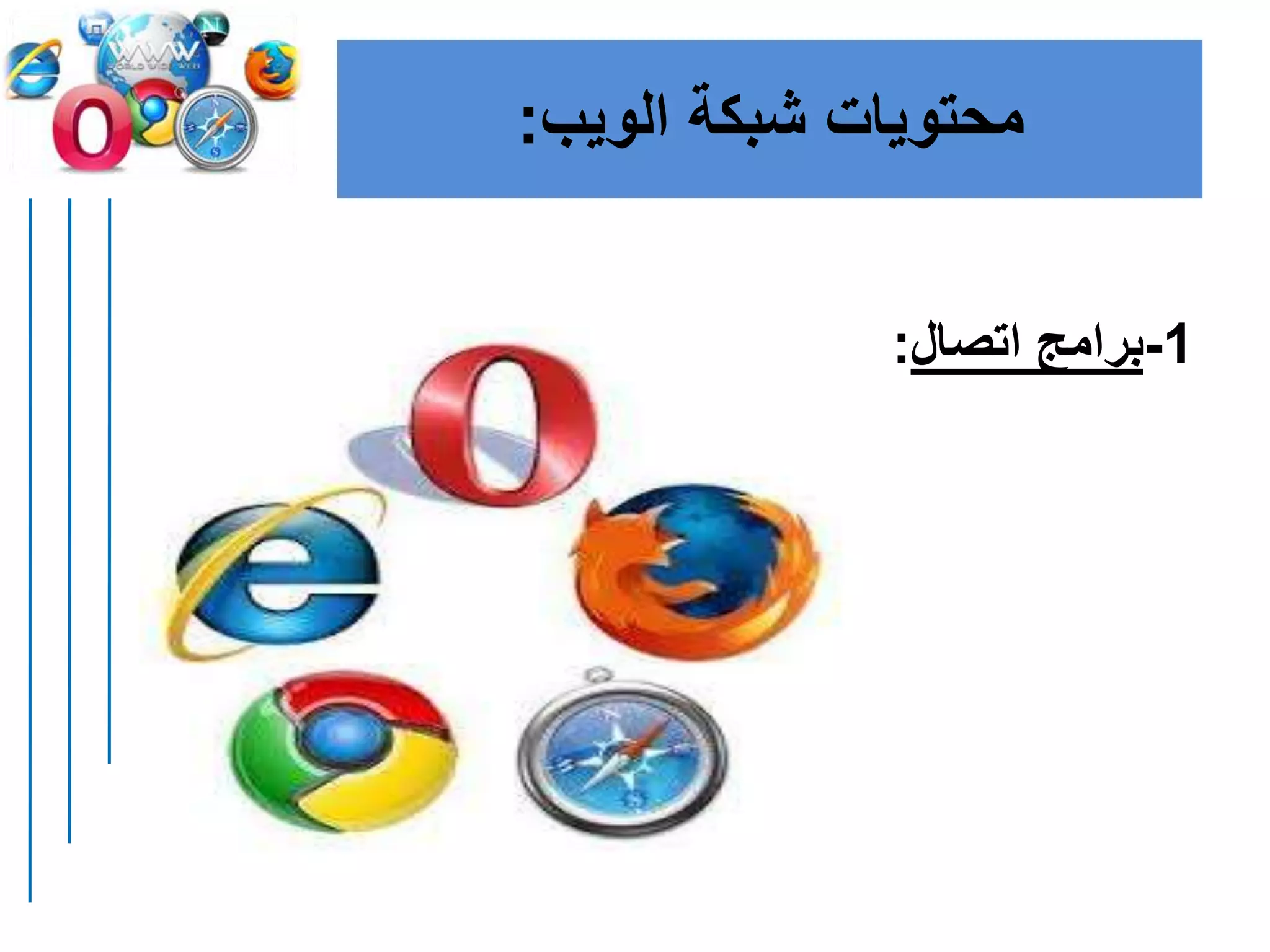 ‫الويب‬ ‫شبكة‬ ‫محتويات‬:
1-‫اتصال‬ ‫برامج‬:
 