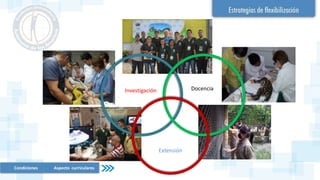 Condiciones Aspecto curriculares
Investigación
Extensión
Docencia
 