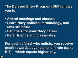 Delayed Entry Program Incentive Programs 1 2 5 The Us Navy As A Career Option | PDF