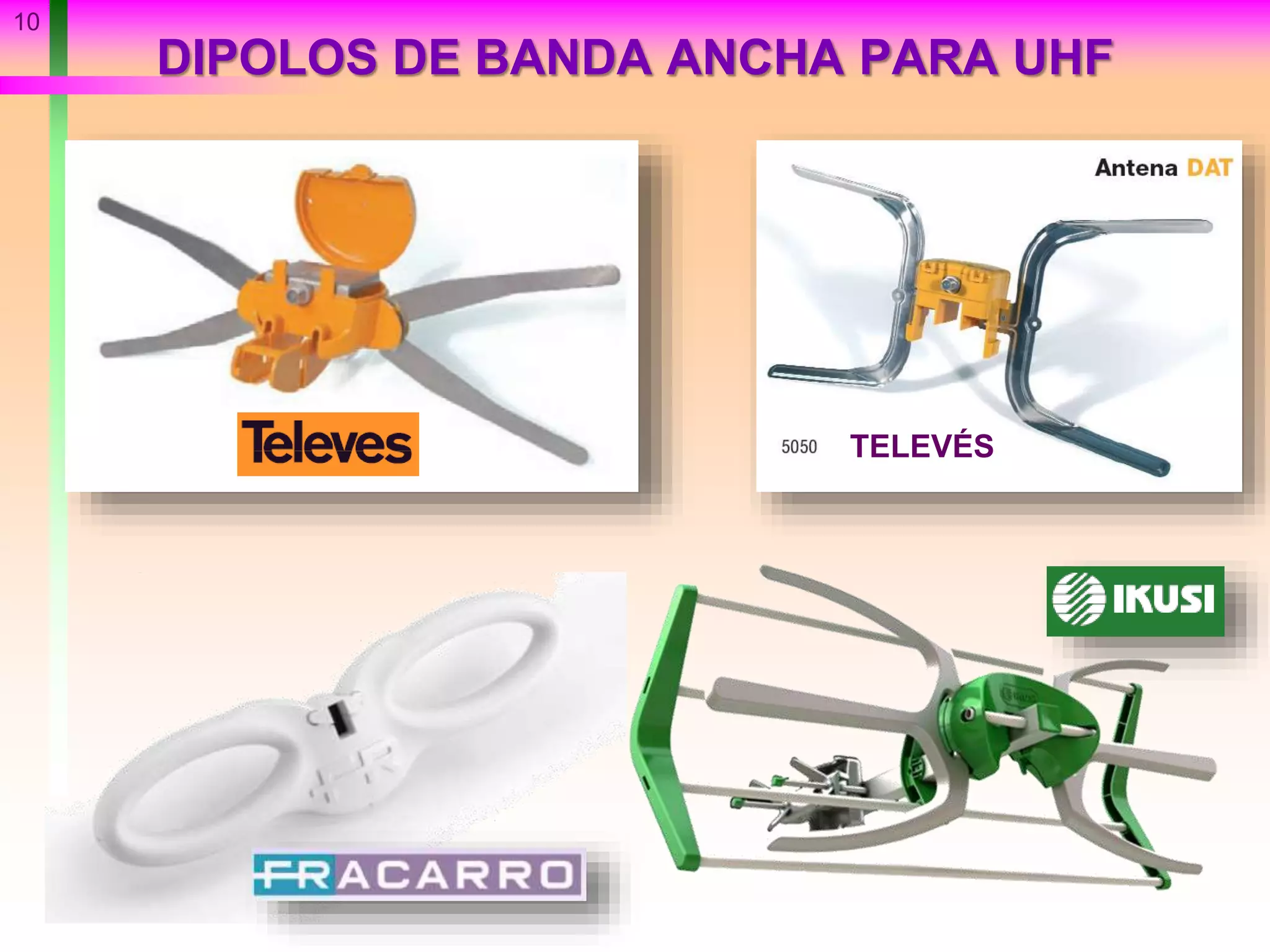 DIPOLOS DE BANDA ANCHA PARA UHF
10
TELEVÉS
 
