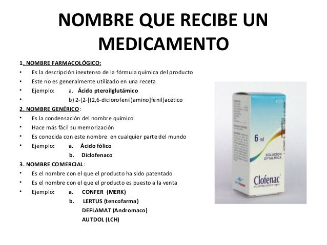 Nombre quimico de un farmaco Nombre quimico de un farmaco